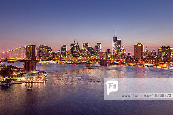 East River Manhattan New York City Skyline at Night