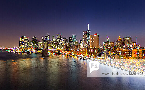FRD Drive East River Manhattan New York City Skyline at Night