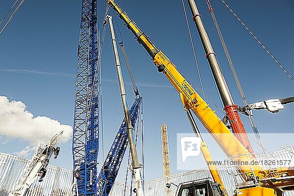 Cranes of all kinds and types  Bauma 2022  the world's largest construction machinery trade fair  Munich  Bavaria