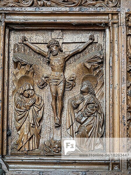 Woodcarving  Biblical Motifs  Entrance Portal at Constance Minster  Constance  Baden-Württemberg  Germany  Europe