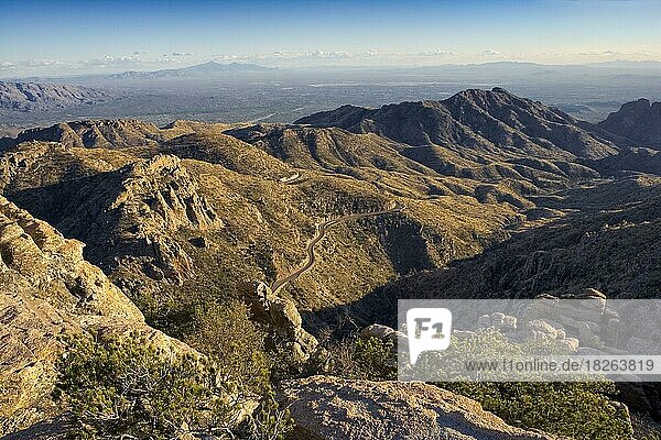 View from Mt. Lemmon Showing the Catalina Highway  Arizona  USA  North America