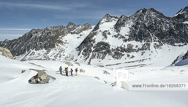 Skitourengeher  hinten Innere Sommerwand  Berge im Winter  Stubaier Alpen  Tirol  Österreich  Europa
