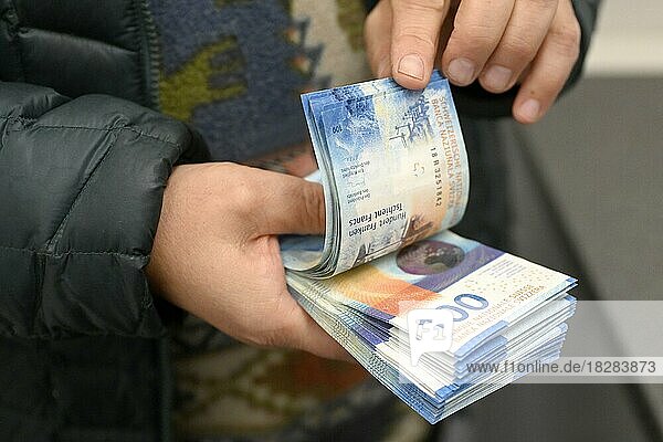 Bargeld Banknoten Einhundert Schweizer Franken