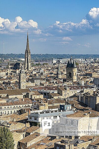 View from the Tour Pey-Berland over the old town of Bordeaux  Aquitaine  Nouvelle-Aquitaine  France  Europe