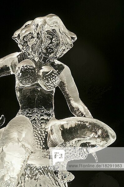 Ice sculpture of giant chimera of a woman/spider Lake Louise  Banff National Park  Alberta  Canada  North America
