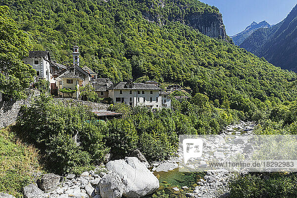 Switzerland  Ticino Canton  Prato-Sornico  Mountain village in Lavizzara Valley