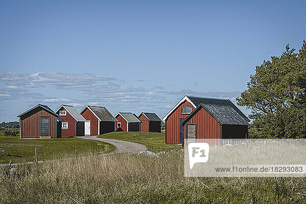 Sweden  Oland  Kapelludden  Red fishing huts