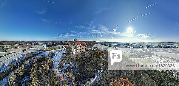Castle of Ronneburg amidst landscape in Wetterau  Hesse  Germany