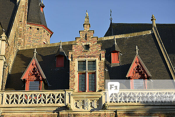 Belgium  West Flanders  Bruges  Roof of historic building