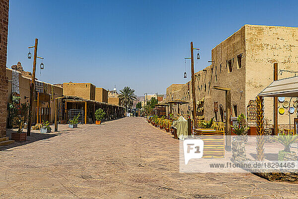 Saudi Arabia  Al-Ula  Empty street in desert old town