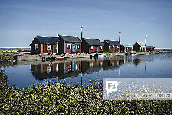 Sweden  Oland  Grasgard  Small harbor of secluded fishing village