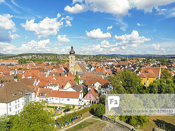 Germany  Bavaria  Forchheim  Aerial view of old town with St. Martin church in center