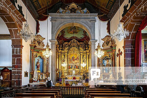 Interior with altar  Santuário de Nossa Senhora do Monte  Church  Funchal  Madeira  Portugal  Europe