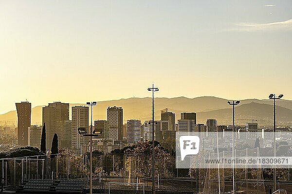 Modern office towers and hotels in the city of L´Hospitalet de Llobregat in the metropolitan area of Barcelona