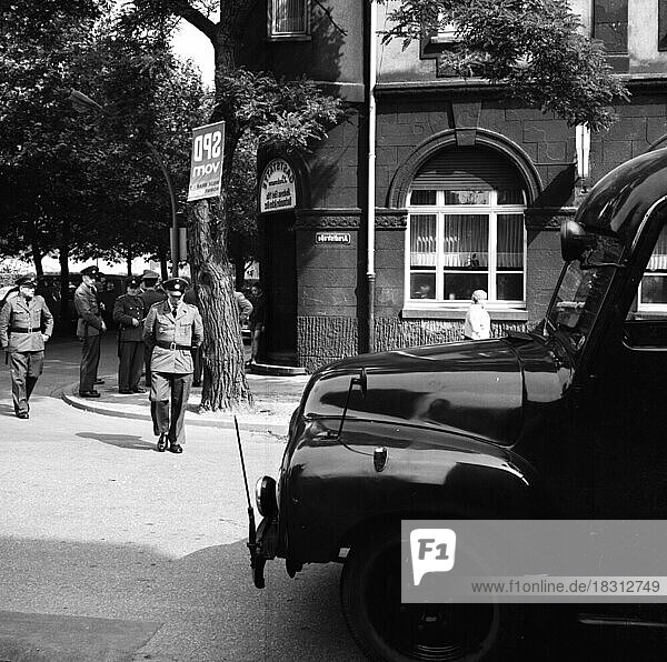 Police action against communists prior to the founding of the German Communist Party (DKP) at a communist meeting ca. 1965 in Oberhausen  Germany  Europe