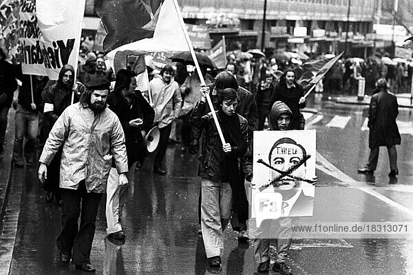 Against the war in Vietnam  supporters of the peace movement demonstrated in Essen  Germany  on 25.01.1975  Europe