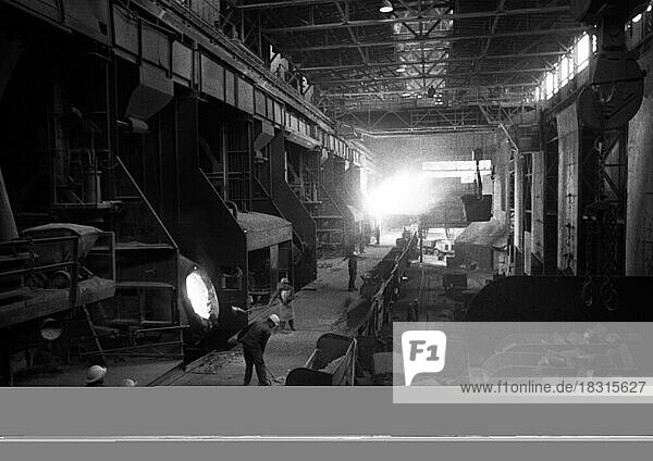 The production of steel products  as here at the Neunkirch ironworks in 1969  already seemed outdated at the time  is now a museum  Germany  Europe