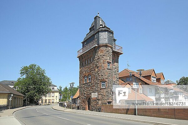 Historischer Fischerturm an der Wilhelmsbrücke  Turmhaus  Bad Kreuznach  Rheinland-Pfalz  Deutschland  Europa