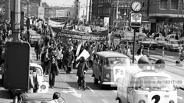 The occupational ban  the effect of the Radical Decree  prompted more than 20  000 people from different organisations to demonstrate in Dortmund  Germany  on 14 April 1973  Europe