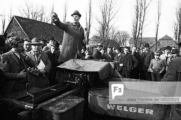 Die Versteigerung eines Bauernhofes am 2. 3. 1972 im Münsterland in Ascheberg mit allem Inventar und dem Vieh  Deutschland  Europa