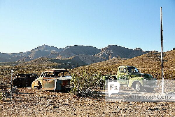 Cool Springs Station on historic Route 66 with a view of the pickup. Oatman  Golden Valley  Arizona  USA  North America