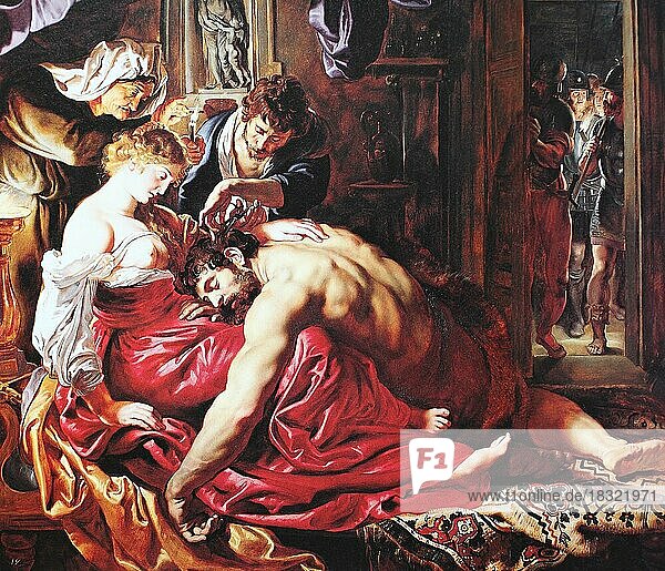 Samson and Delilah  the biblical story of Samson and Delilah  painting by Peter Paul Rubens (1577-1640)  Historic  digitally restored reproduction of a 19th century original  exact original date unknown