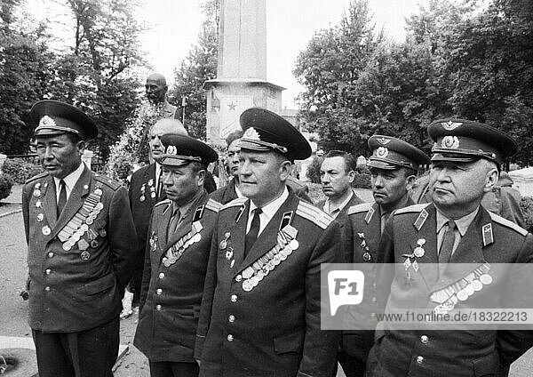 Impressions from the USSR 1972. Day of liberation from the Nazi regime. War veterans  UZB  Uzbekistan  Asia