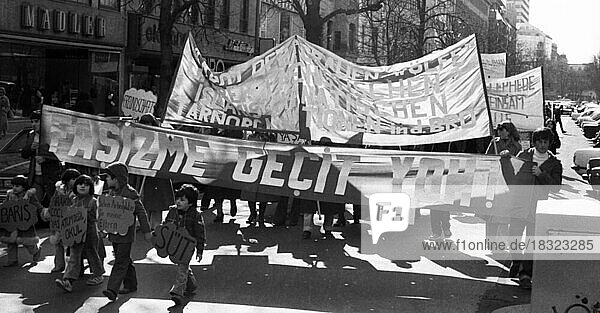 Equal pay was one of the main demands of woman at the International Women's Day demonstration in Düsseldorf  Germany on 08.03.1980