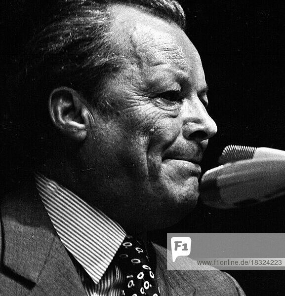 An election rally of the Social Democratic Party of Germany (SPD) on 23.4.1975 in the Westfalenhalle in Dortmund.... Willy Brandt  Germany  Europe