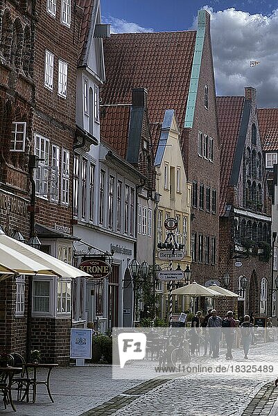 Historic gabled houses in the old town  Lüneburg  Lower Saxony  Germany  Europe