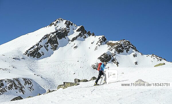 Ski tourers in good weather  Stubai Alps  mountains in winter  Kühtai  Tyrol  Austria  Europe