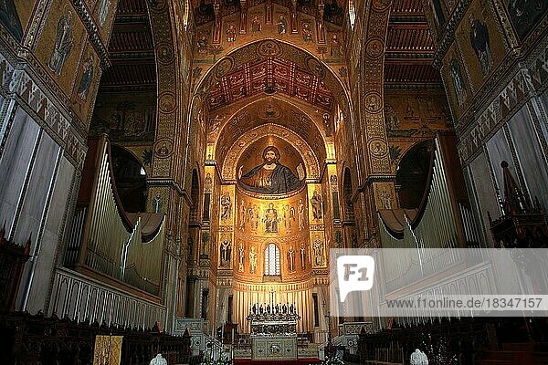 City of Monreale  in the Cathedral of Santa Maria Nuova  Unesco World Heritage Site  Sicily  Italy  Europe