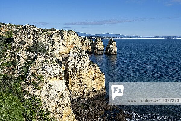 Ponta da Piedade  rocks and cliffs  cliffs in the Algarve  Portugal  Europe