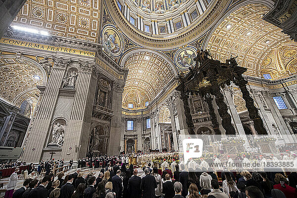 Pope Francis presides over the Easter Vigil in St. Peter's Basilica  UNESCO World Heritage Site  Christians around the world marking Holy Week  Vatican  Rome  Lazio  Italy  Europe