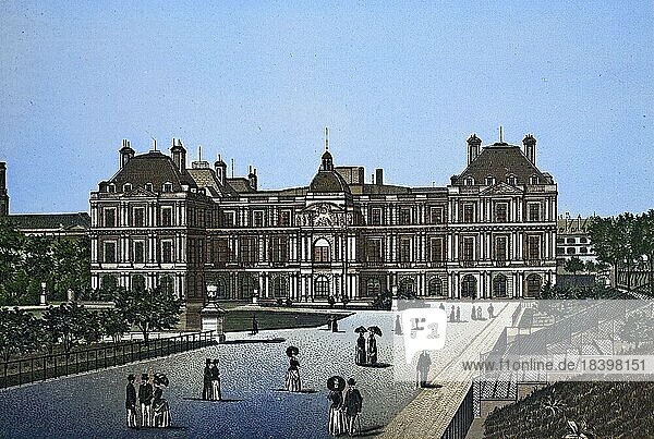 Paris  Palais du Luxembourg  Historischer Kupferdruck  ca 1890  Frankreich  Europa