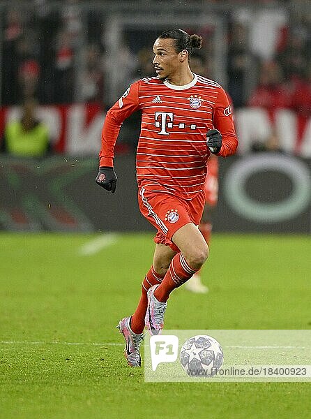 Leroy Sané FC Bayern Munich FCB on the ball  CL  Champions League match  Allianz Arena  Munich  Bayern  Germany  Europe