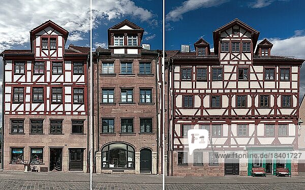 Historische Häuser  Totalsanierung von den Altstadtfreunden Nürnberg  Unschlittplatz 8  10 und 12  Nürnberg  Mittelfranken  Bayern  Deutschland  Europa