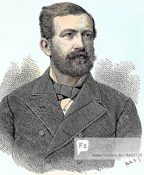 Richard Paul Wilhelm Güßfeldt (14. Oktober 1840) (17. Januar 1920) war ein deutscher Geograph  Forschungsreisender und Alpinist  Historisch  digital restaurierte Reproduktion von einer Vorlage aus dem 19. Jahrhundert