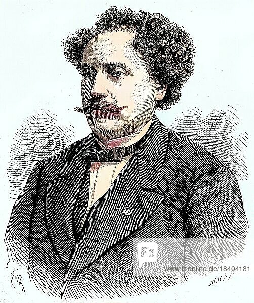 Alexandre Dumas der Jüngere  auch Dumas fils (27. Juli 1824) (27. November 1895) war ein französischer Romanschriftsteller und dramatischer Dichter  Historisch  digital restaurierte Reproduktion von einer Vorlage aus dem 19. Jahrhundert