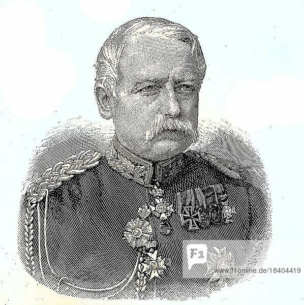 Alfred Emil Ludwig Philipp Freiherr von Degenfeld (9 February 1816) (16 November 1888) was a Baden-Prussian lieutenant-general and member of the Reichstag  Franco-Prussian War  1870-1871  Historical  digitally restored reproduction from a 19th century original