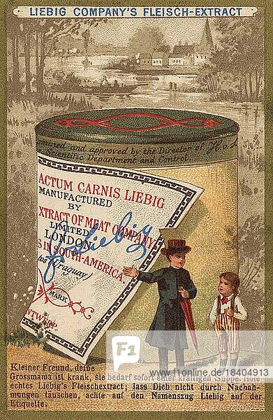 Bildserie Extrakttöpfe 1  große Töpfe  Kleiner Freund  deine Großmama ...  Arzt und Knabe  digital restaurierte Reproduktion eines Sammelbildes von ca 1900