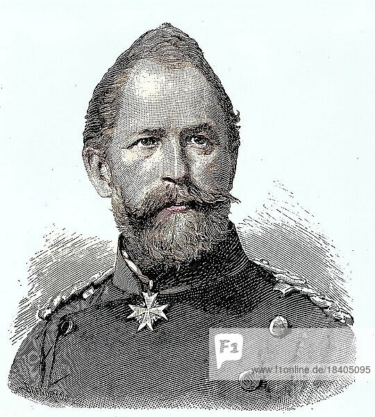 Wilhelm Ludwig Karl Kurt Friedrich von Tuempling  1809  1884  war ein preußischer General der Kavallerie  Situation zur Zeit des Deutsch-Französischen Krieges  1870-1871  Historisch  digital restaurierte Reproduktion von einer Vorlage aus dem 19. Jahrhundert