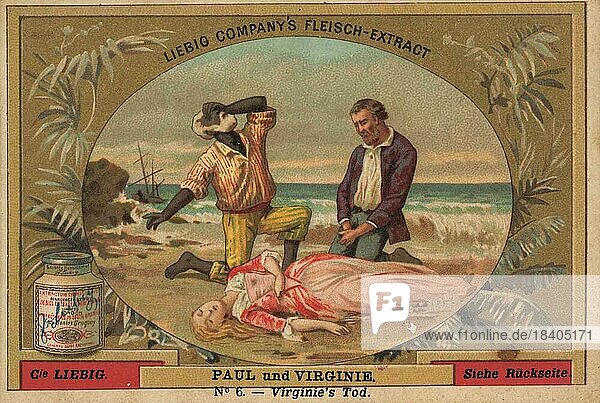 Picture series Paul and Virginie  Virgoenies Death  digitally restored reproduction of a collectors picture from c. 1900