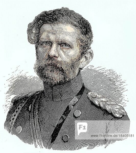Edwin Freiherr von Manteuffel  1809  1885  war ein deutscher Generalfeldmarschall  der durch seine Siege im Deutsch-Französischen Krieg bekannt wurde  Situation zur Zeit des Deutsch-Französischen Krieges  1870-1871  Historisch  digital restaurierte Reproduktion von einer Vorlage aus dem 19. Jahrhundert