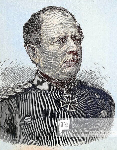 Karl Wilhelm Friedrich August Leopold Graf von Werder  1808  1887  war ein preußischer General  Situation zur Zeit des Deutsch-Französischen Krieges  1870-1871  Historisch  digital restaurierte Reproduktion von einer Vorlage aus dem 19. Jahrhundert