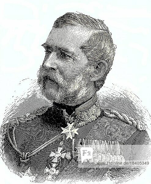 Gustav Karl Leopold Freiherr von Buddenbrock  1810  1895  war ein preußischer General der Infanterie  Situation aus der Zeit des Deutsch-Französischen Krieges oder Deutsch-Französischen Krieges  1870-1871  Historisch  digital restaurierte Reproduktion von einer Vorlage aus dem 19. Jahrhundert