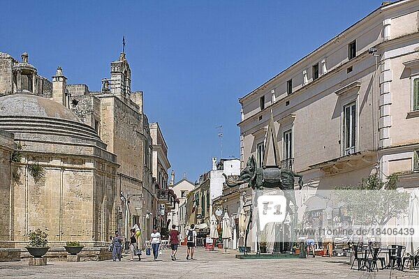 Sculpture The Space Elephant by Salvador Dali in the historic city centre of Matera  capital in Basilicata  Southern Italy