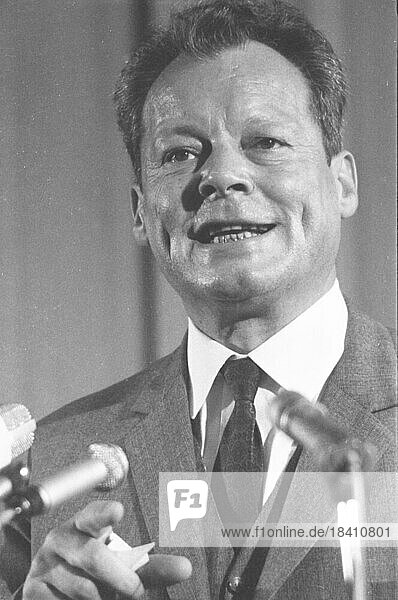 Personalities from politics  business and culture from the years 1965-71. Willy Brandt (SPD Chair Foreign Minister)  DEU  Germany  Europe