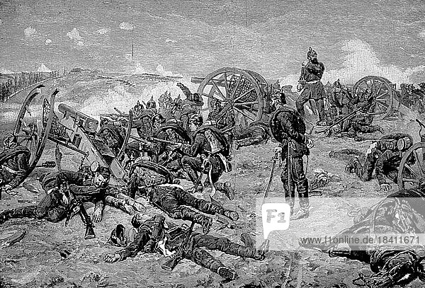 Die Schlacht von Gravelotte oder Gravelotte-St. Privat am 18. August 1870 war die größte Schlacht des französisch-preußischen Krieges  Historisch  digital restaurierte Reproduktion von einer Vorlage aus dem 19. Jahrhundert