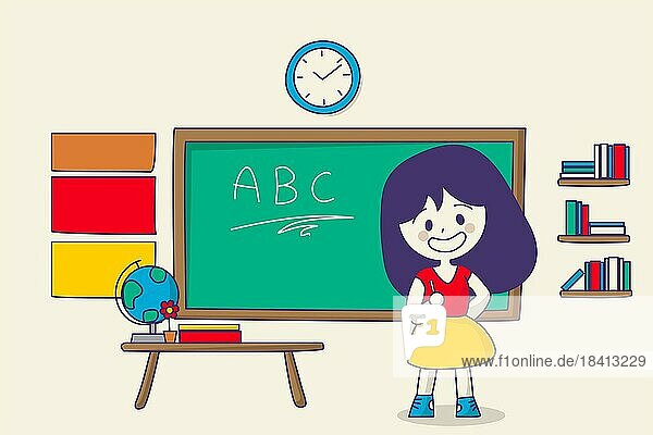 Lehrer unterrichtet ABC im Klassenzimmer  Vektor Cartoon